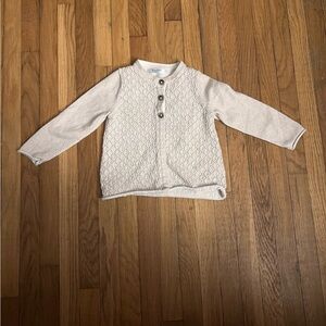 Baby Boden 6/12 Shimmery Cream Button-Up Cardigan